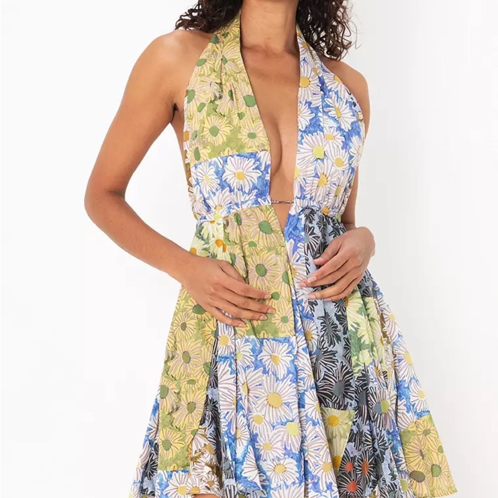 Zara Floral Printed Patchwork Halter Mini Dress W… - image 4